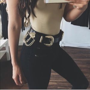 Chain double buckle belt
